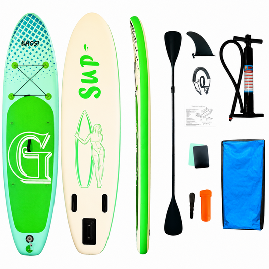 σανίδα SUP MODEL:002 φουσκωτή με ΔΙΠΛΟ κουπί, αξεσουάρ και σακίδιο μεταφοράς, 305x76x15cm,