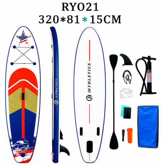 σανίδα SUP N-RY021 φουσκωτή με ΔΙΠΛΟ κουπί, αξεσουάρ και σακίδιο μεταφοράς, 320x81x15cm,